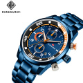 KUNHUANG 1011  2020 New quartz men's watch fashion solid steel band multi-function sports waterproof luminous watch man